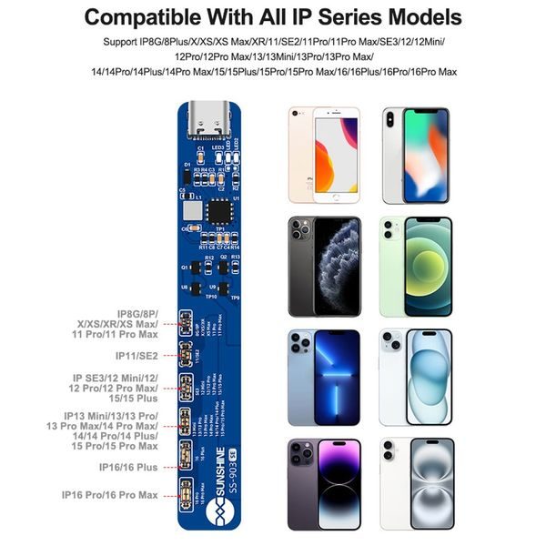 SUNSHINE SS-903 SE – Activation Board for iPhone 8-16 Pro Max Batteries