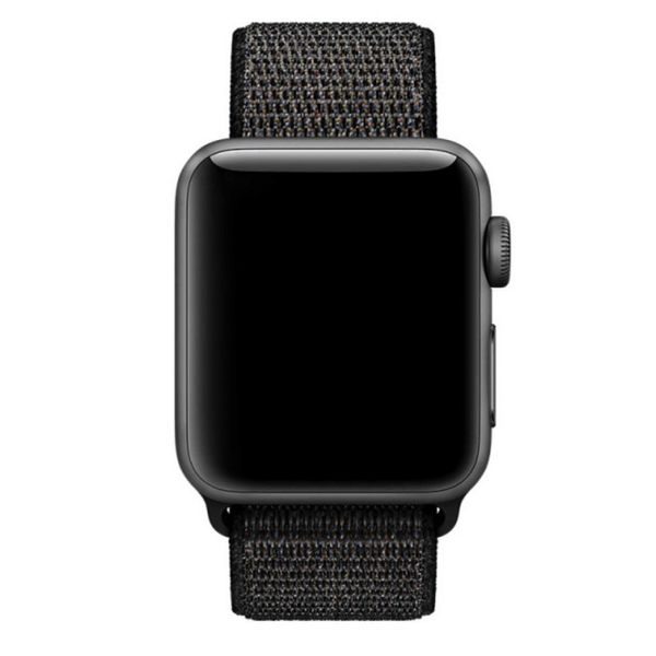 Apple Watch 42mm 44MM tkaný nylonový provlékací sportovní řemínek černý