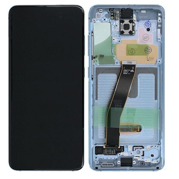 Samsung Galaxy S20 LCD G980 Amoled displej komplet přední panel Blue včetně rámečku (Service Pack)