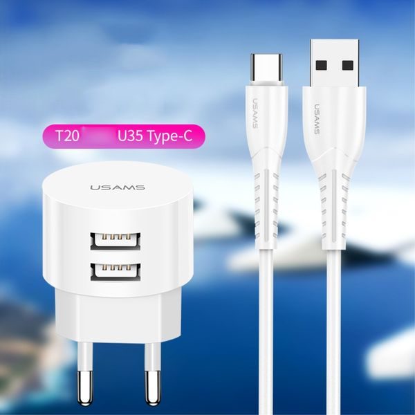 USAMS T20 Nabíjecí adaptér 2x USB 2.1A bílý