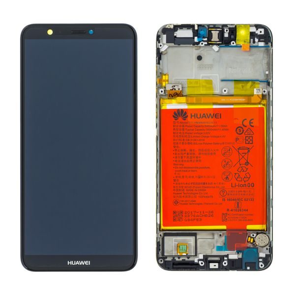 Huawei P smart LCD displej dotykové sklo komplet včetně rámečku a baterie (Service Pack)
