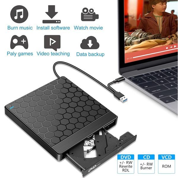 External DVD Writer USB 3.0 / Type-C for Laptops and Computers