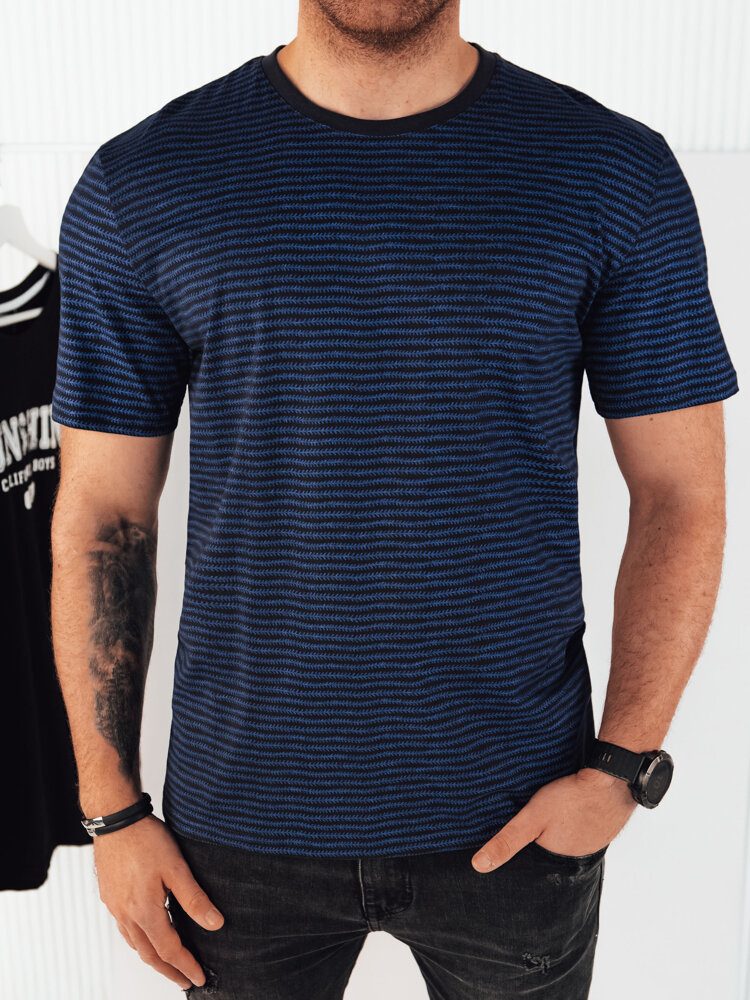 Dstreet Trendi sötét kék póló mintával
