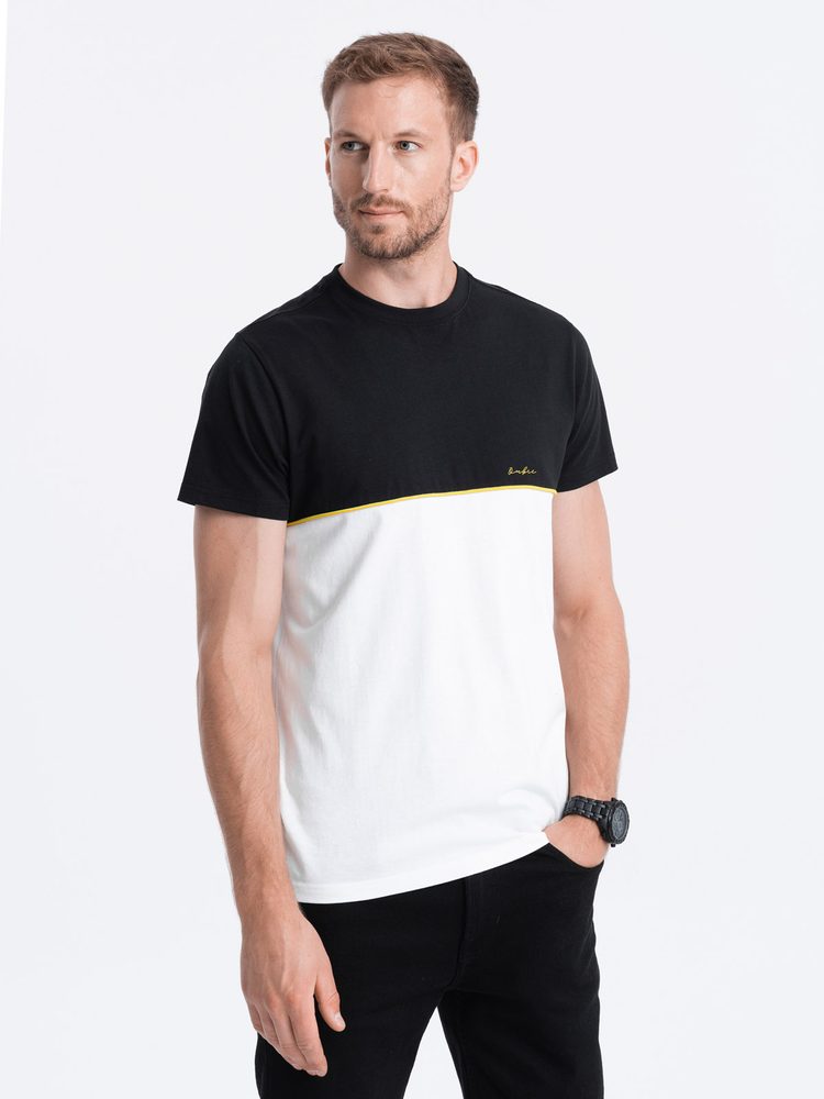 Ombre Clothing Eredeti kombinált póló fekete-fehér V2 S1619