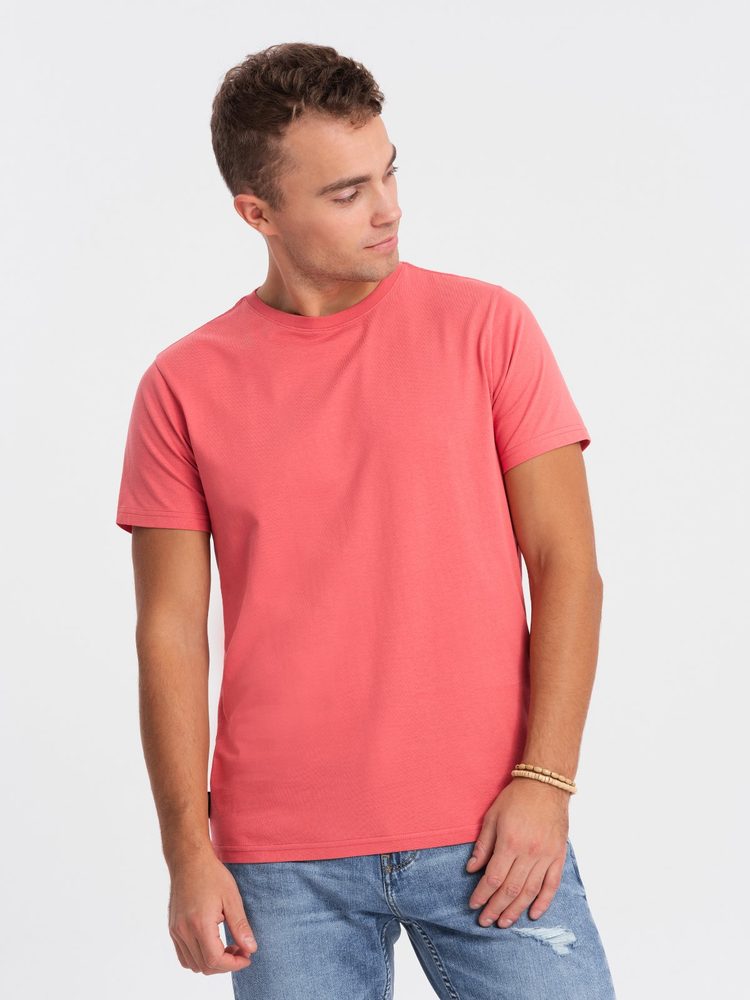 Ombre Clothing Sima rózsaszínű rövid ujjú póló  V11 TSBS-0146