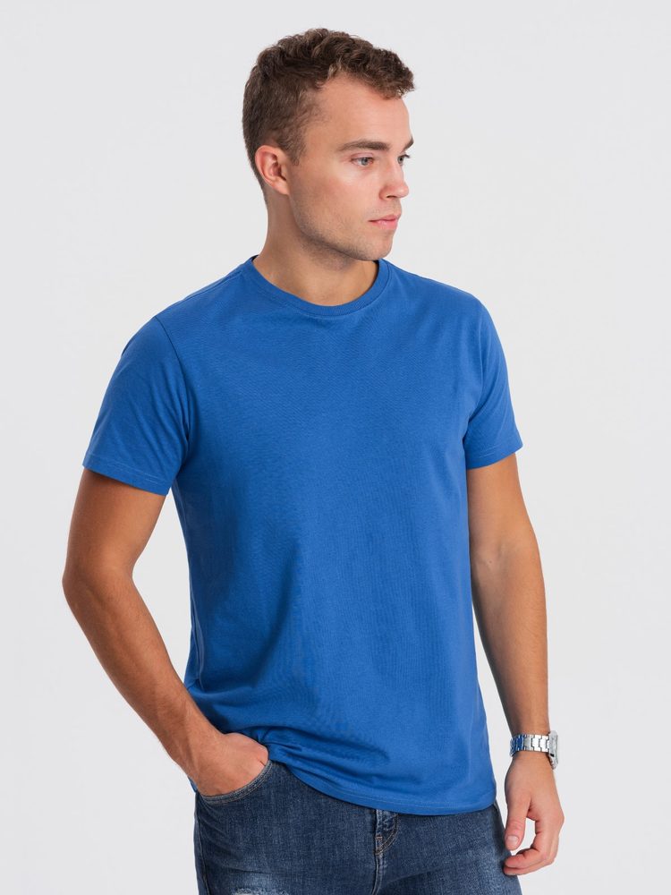 Ombre Clothing Sima kék pamut póló  V8 TSBS-0146