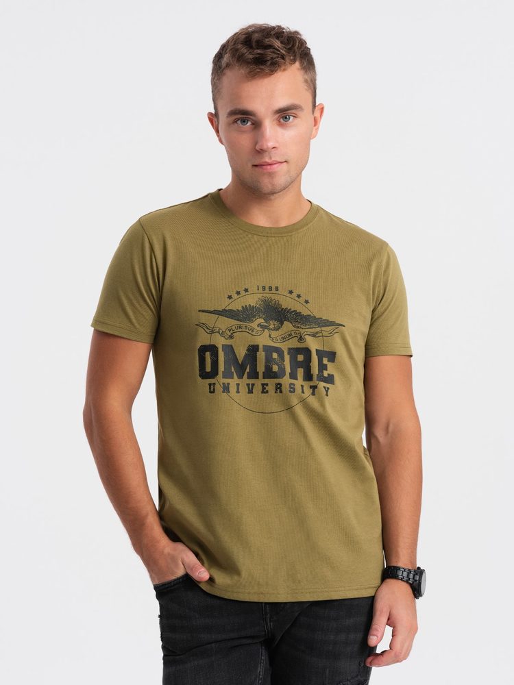 Ombre Clothing Egyedi khaki színű póló V2 tspt-0164