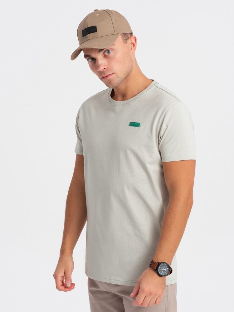Ombre Clothing Egyedi halvány szürke póló címkével  V2 TSCT-0151