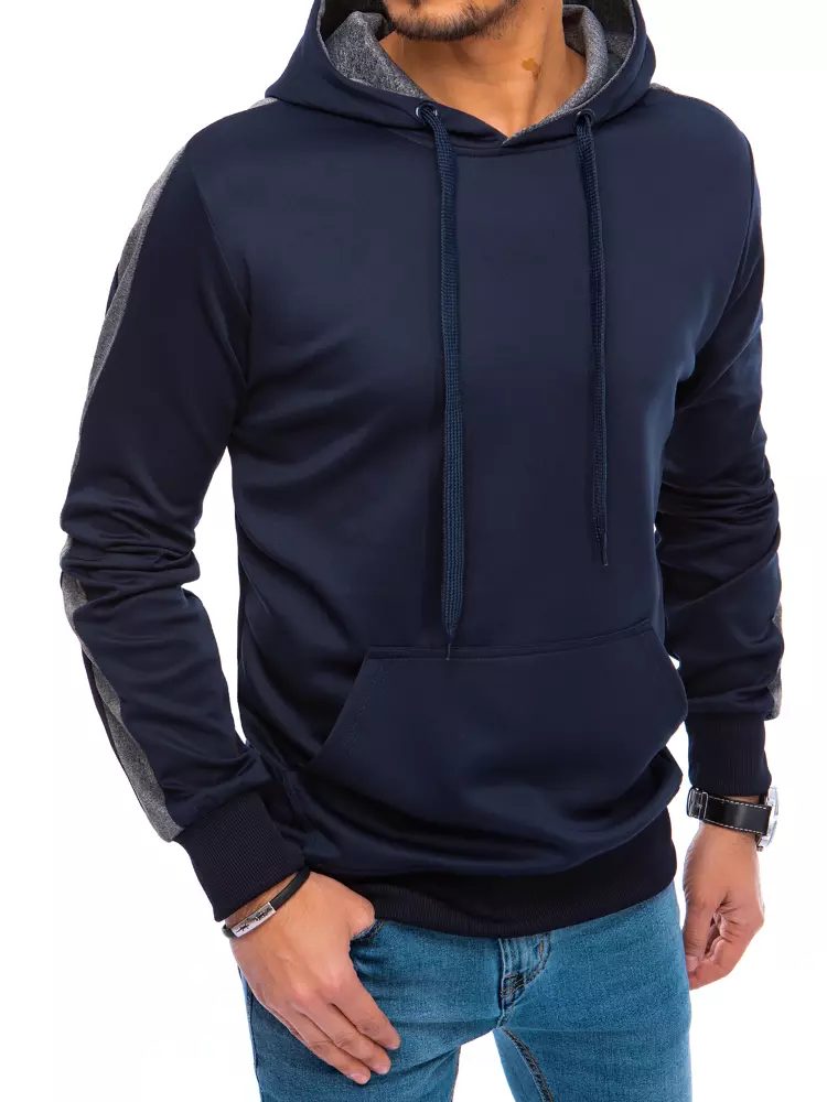 LegyFerfi Kényelmes sötét kék kapucnis pulóver