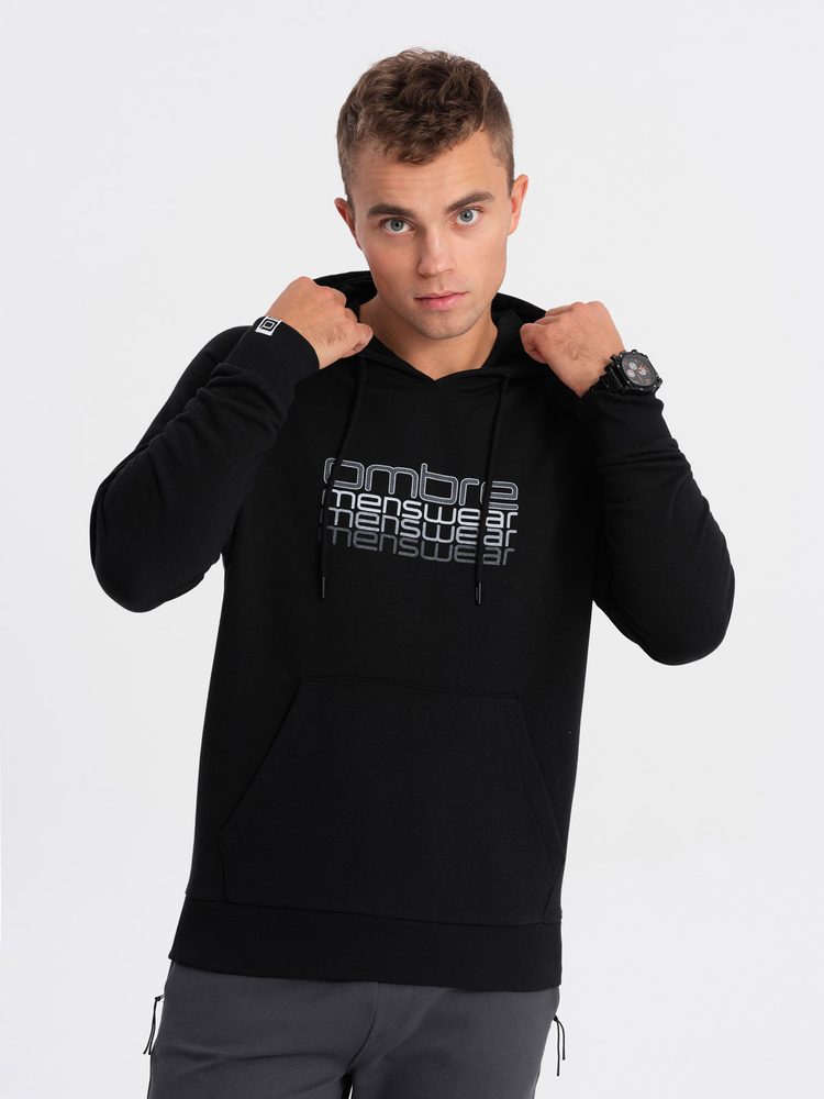 Ombre Clothing Eredeti fekete kapucnis pulóver V3 SSPS-0153