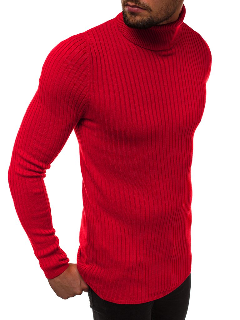 Piros garbó nyakú pulóver B/95007 - Legyferfi.hu