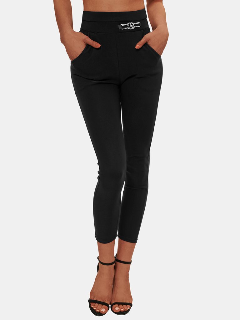 Elegáns fekete női leggings applikációval O/TS222/1 - Legyferfi.hu