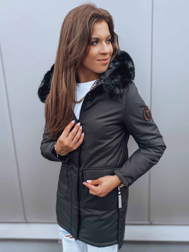 Stílusos fekete női kabát Elien - Legyferfi.hu
