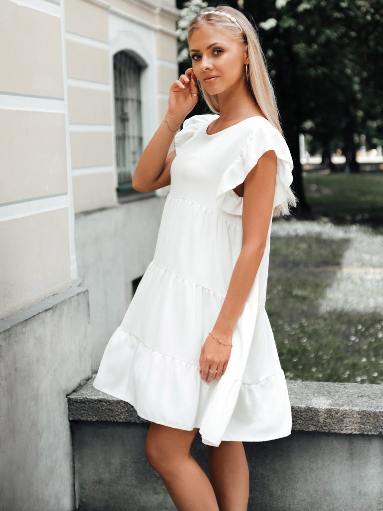 Fehér fodros női ruha DLR026 - Legyferfi.hu