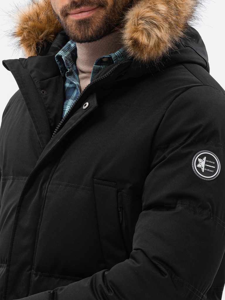 Vonzó fekete téli párka kabát V4 C554 - Legyferfi.hu