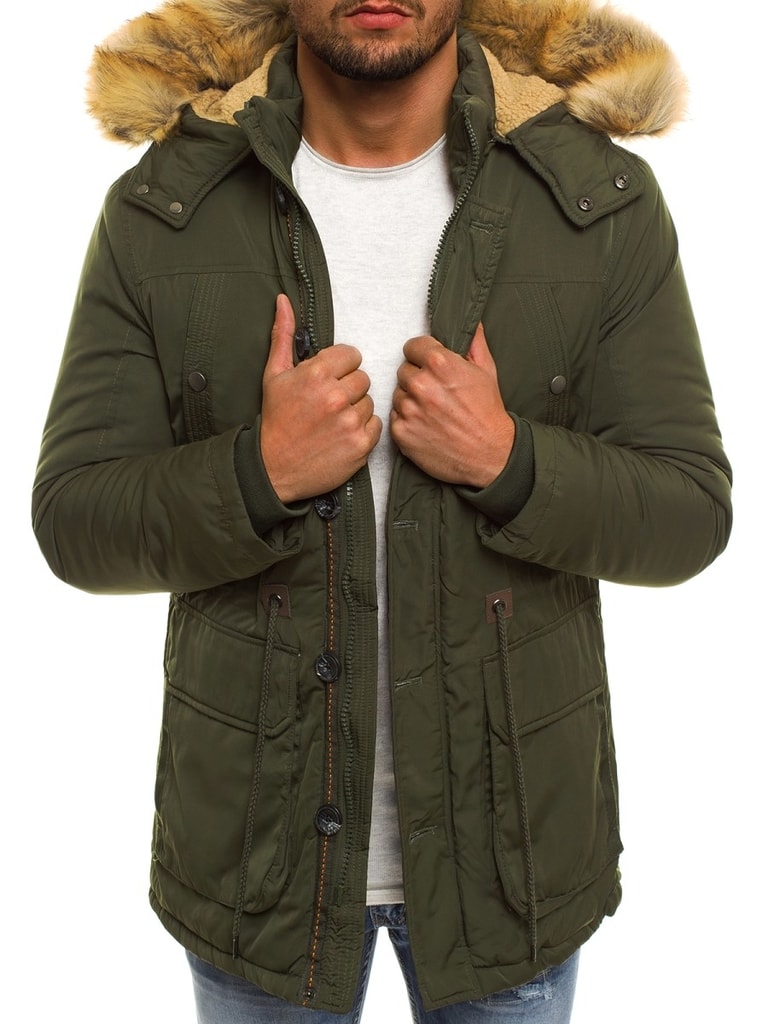 Khaki téli zöld kabát J.BOYZ X1046K Legyferfi.hu Zöld téli parka kabát Legyferfi.hu
