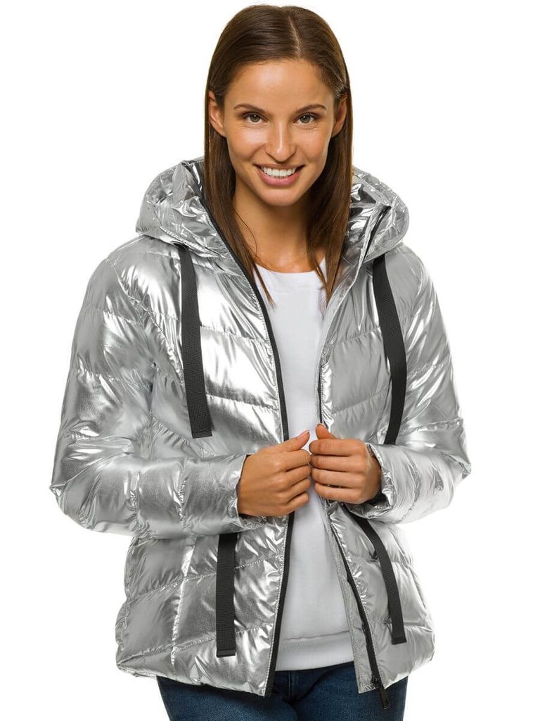 Stílusos ezüst női téli kabát JS/M23066/3 - Legyferfi.hu