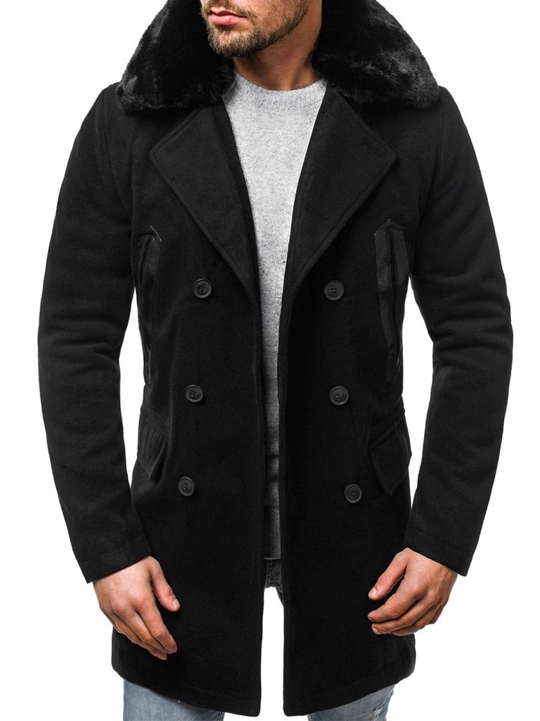 Egyedi fekete kabát OZONEE O/88872 - Legyferfi.hu