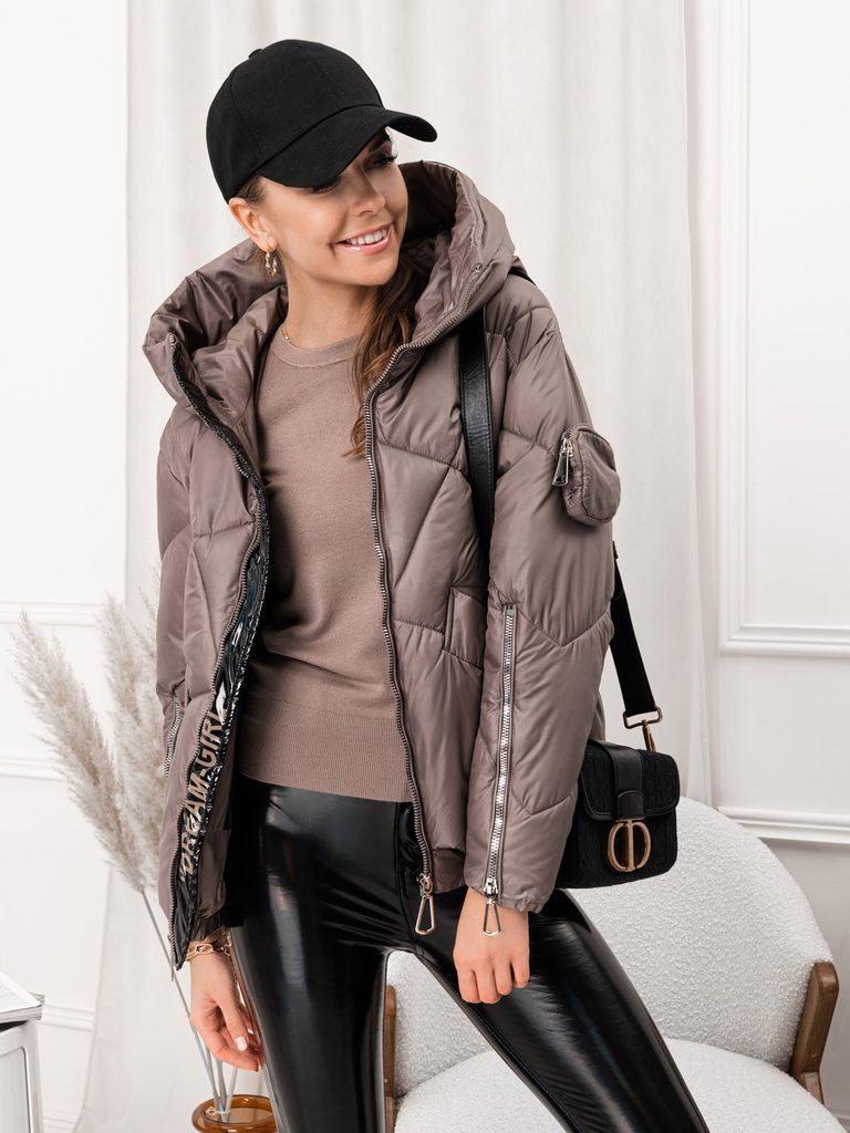 Különleges szürke női téli kabát CLR023 - Legyferfi.hu