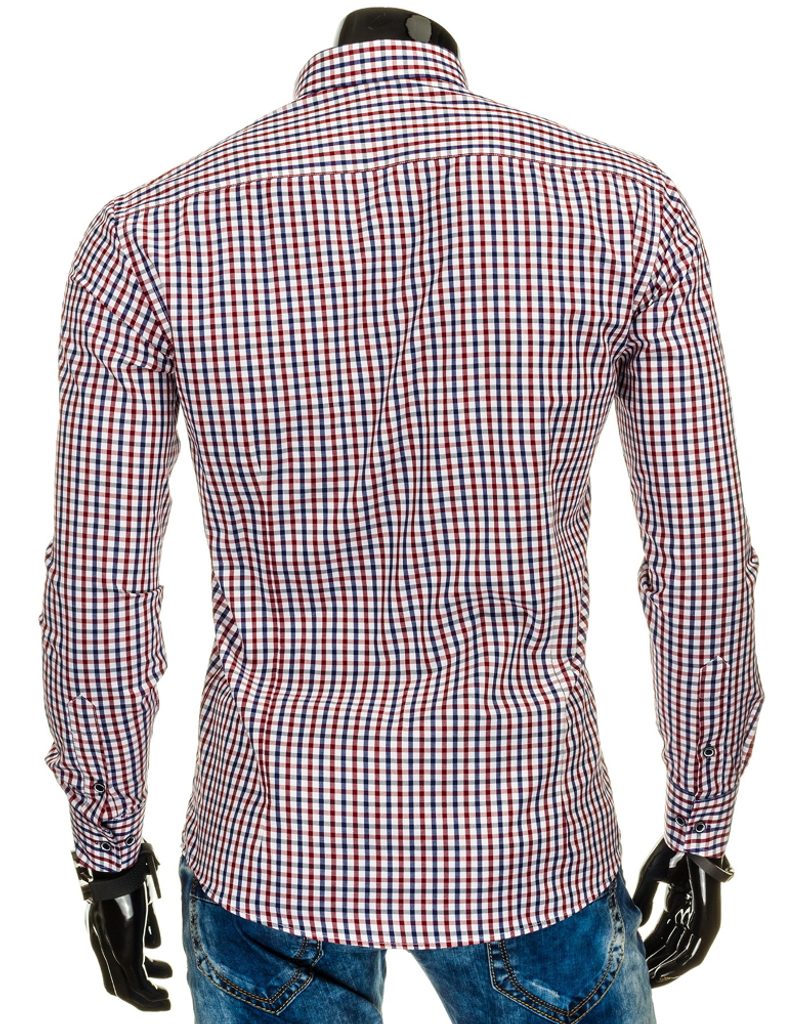 Egyedi férfi ing szürke-bordó kockás mintával - Legyferfi.hu