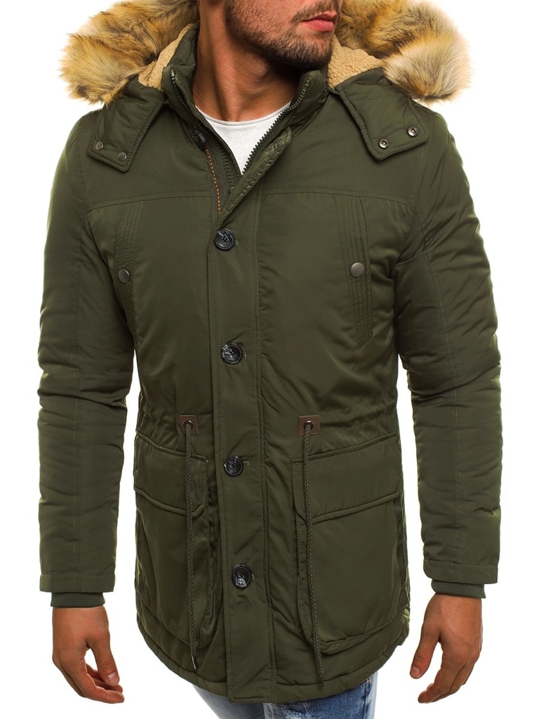 Khaki téli zöld kabát J.BOYZ X1046K - Legyferfi.hu