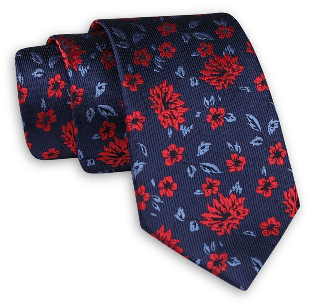 Feltűnő sötét kék nyakkendő piros virágokkal - Legyferfi.hu