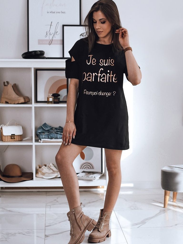 Hosszított fekete oversized női póló Jania - Legyferfi.hu
