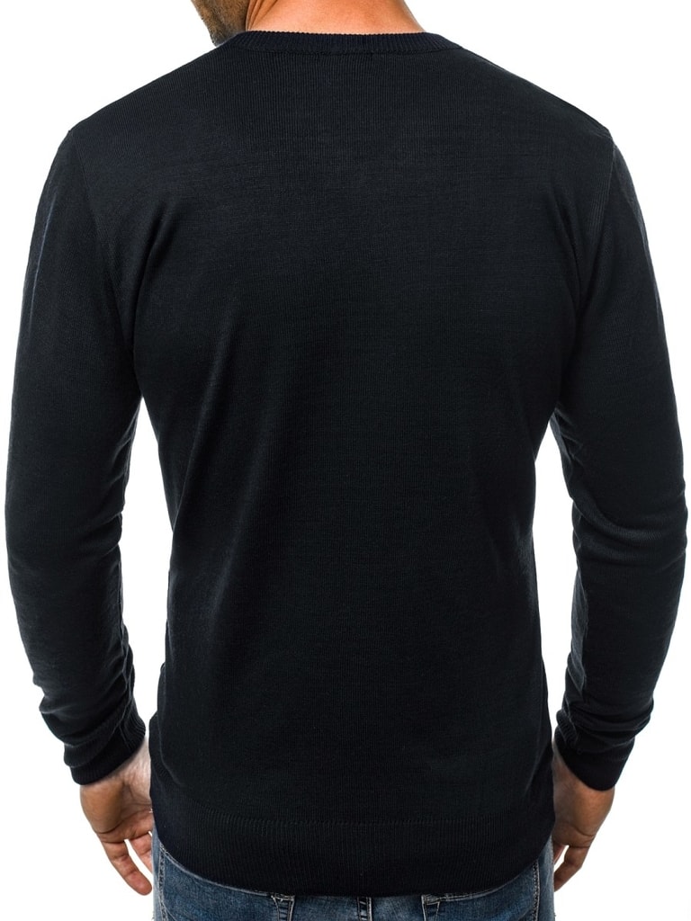 Egyszínű fekete pulóver O/KS03Z - Legyferfi.hu