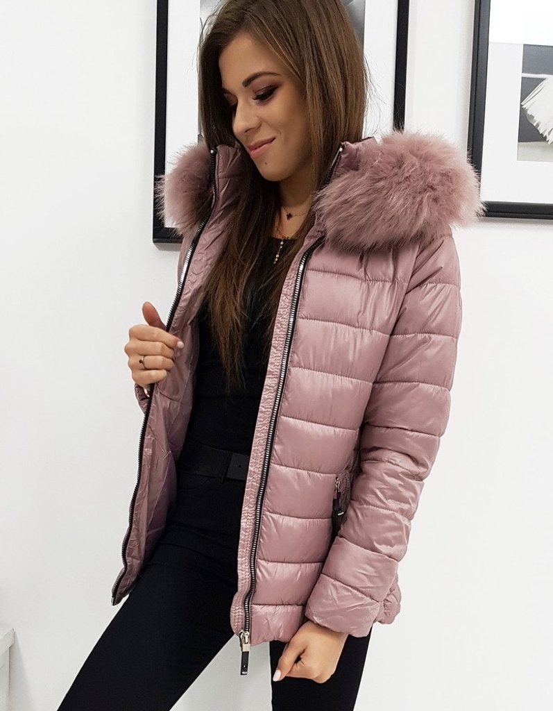 Rózsaszín női téli steppelt kabát SARA - Legyferfi.hu