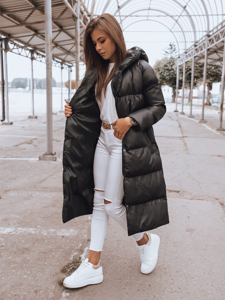 Különleges fekete női téli kabát Nifor - Legyferfi.hu