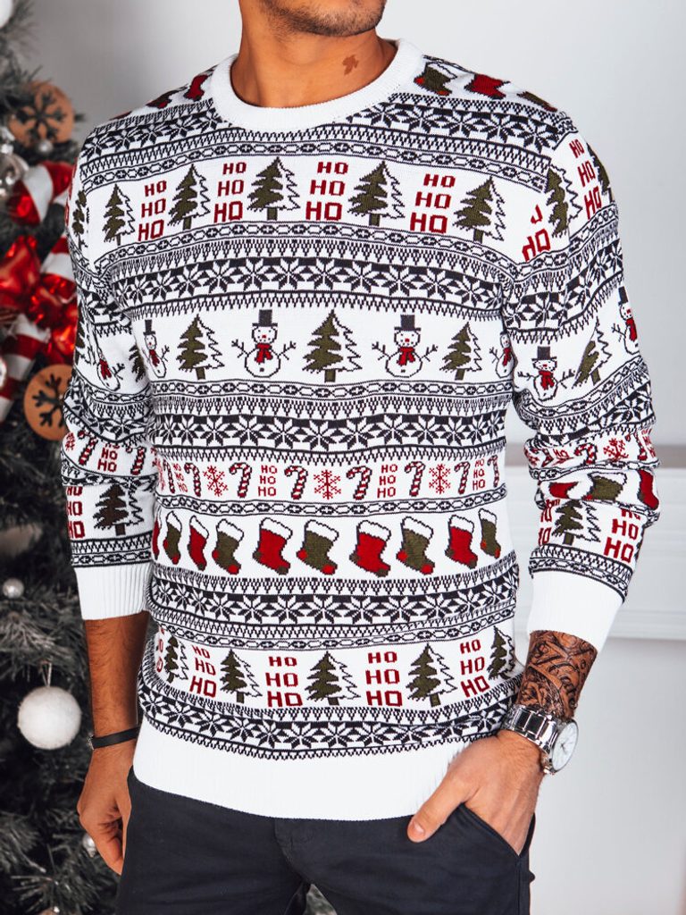 Eredeti fehér karácsony mintás pulóver - Legyferfi.hu