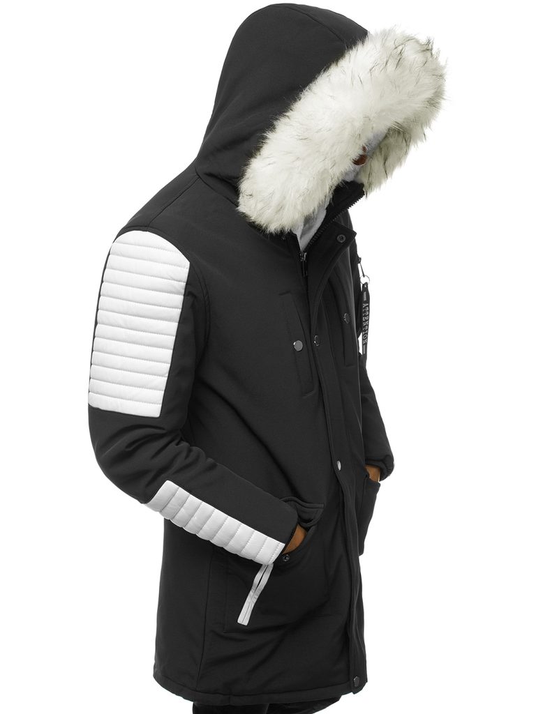 Stílusos parka kabát fekete fehér színben O/5832Z - Legyferfi.hu