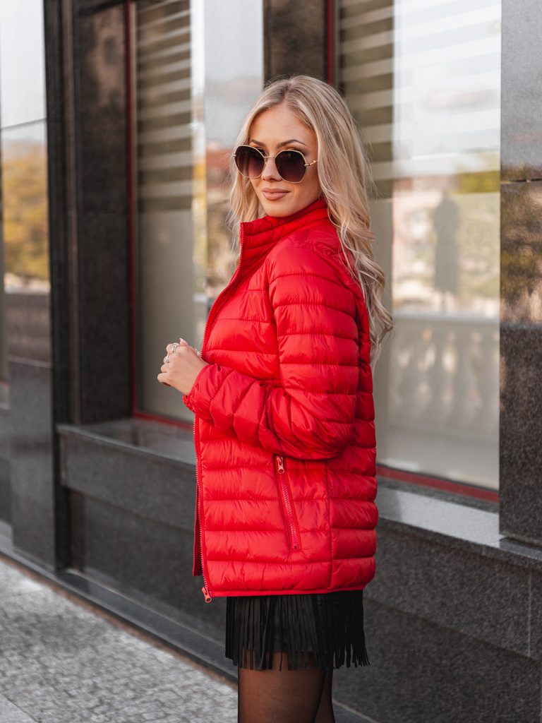 Modern piros női átmeneti kabát CLR012 - Legyferfi.hu