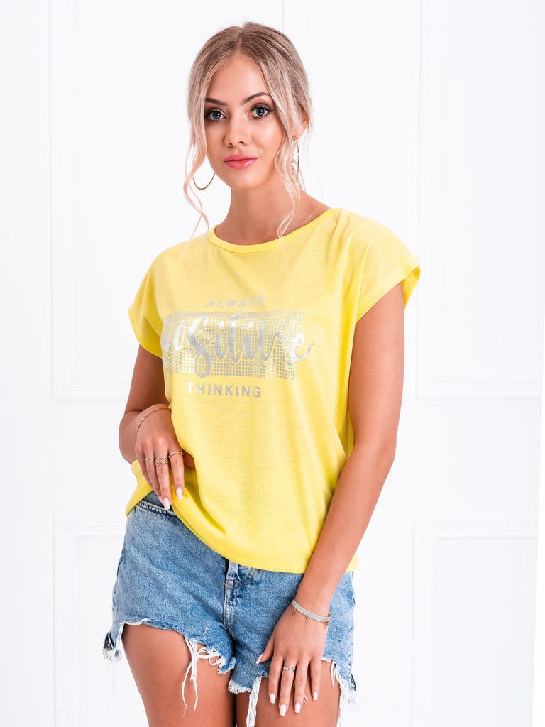 Divatos sárga női póló lenyomattal SLR023 - Legyferfi.hu