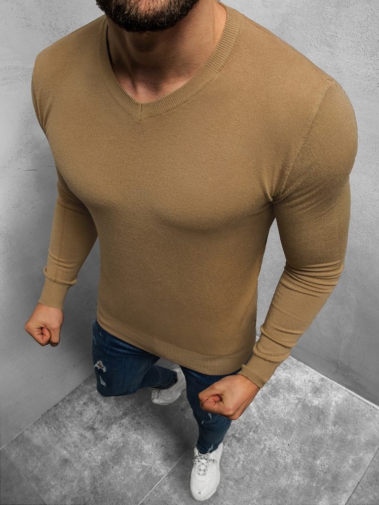Egyszerű barna pulóver TMK/YY03/7 - Legyferfi.hu