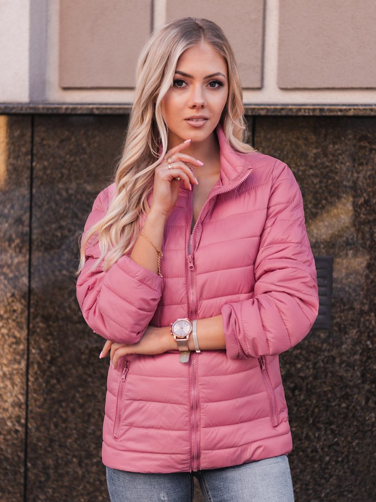 Modern rózsaszín női átmeneti kabát CLR012 - Legyferfi.hu