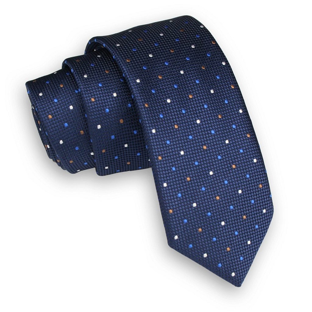 Pöttyös sötét kék nyakkendő - Legyferfi.hu
