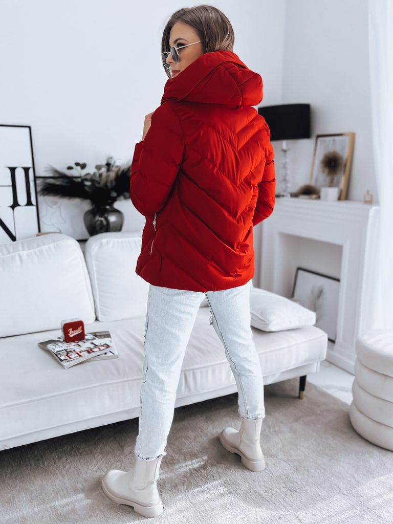 Trendi piros női steppelt kabát Cama - Legyferfi.hu