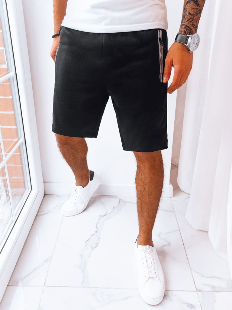 Sportos fekete férfi rövidnadrág oldalsó cipzárral - Legyferfi.hu