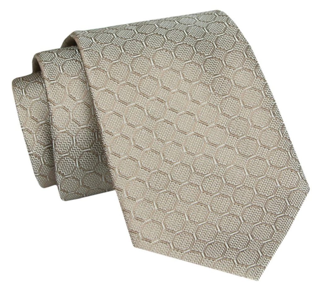 Bézs nyakkendő geometrikus mintával Angelo di Monti - Legyferfi.hu