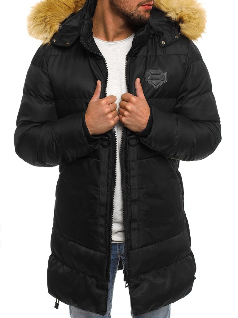 Trendi fekete férfi parka kabát X-FEEL 33181 - Legyferfi.hu