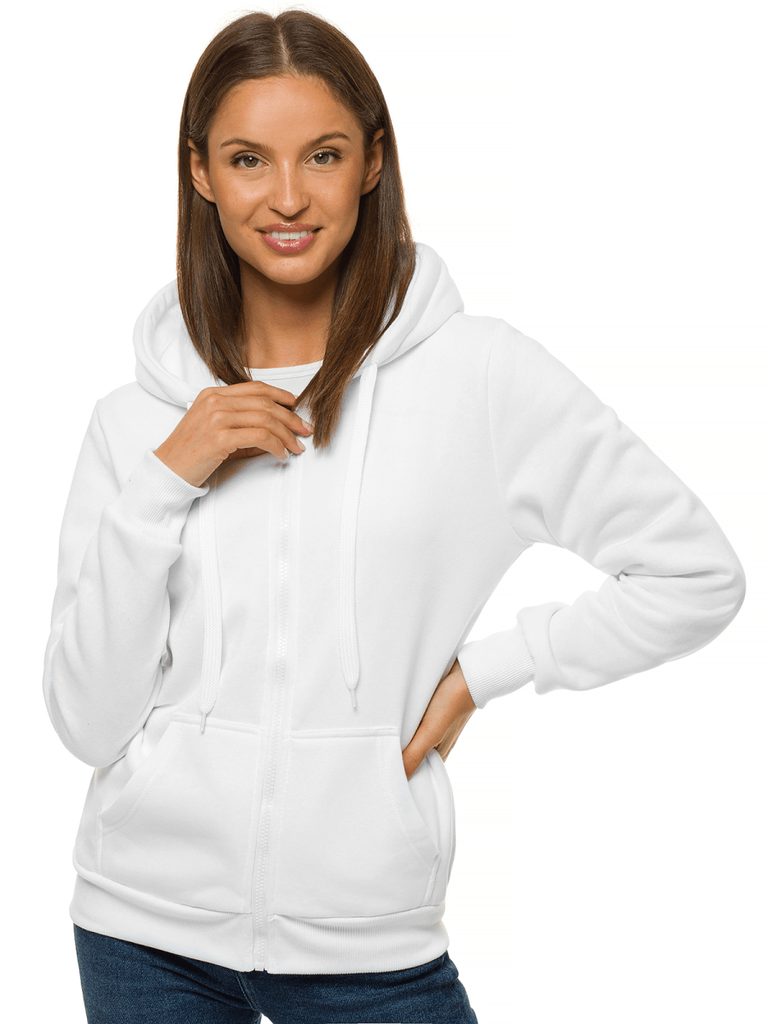 Kényelmes fehér női kapucnis pulóver JS/W03Z - Legyferfi.hu