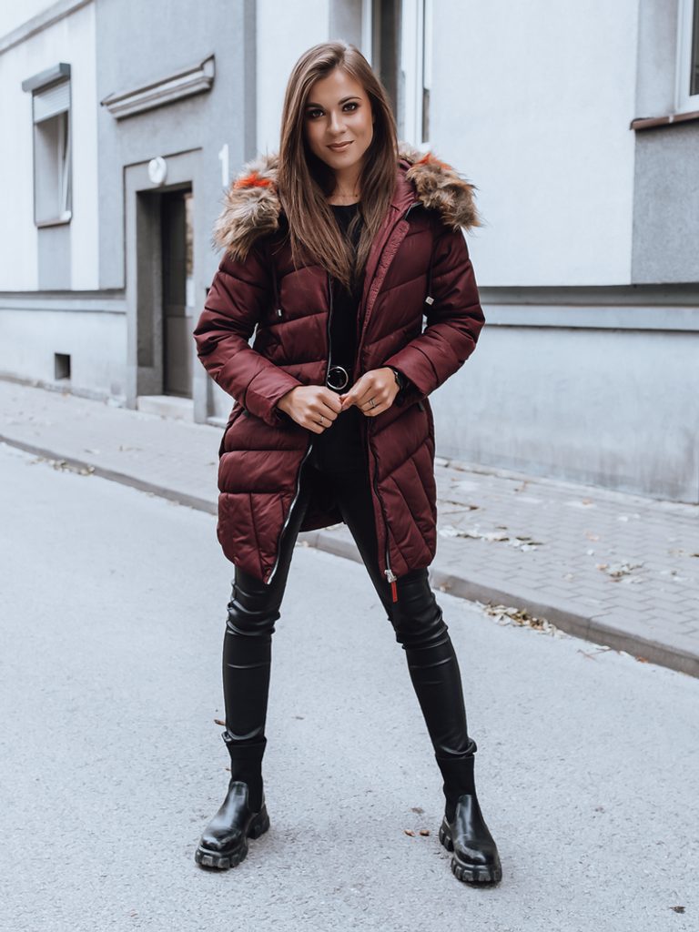 Érdekes bordó női steppelt kabát Mira - Legyferfi.hu