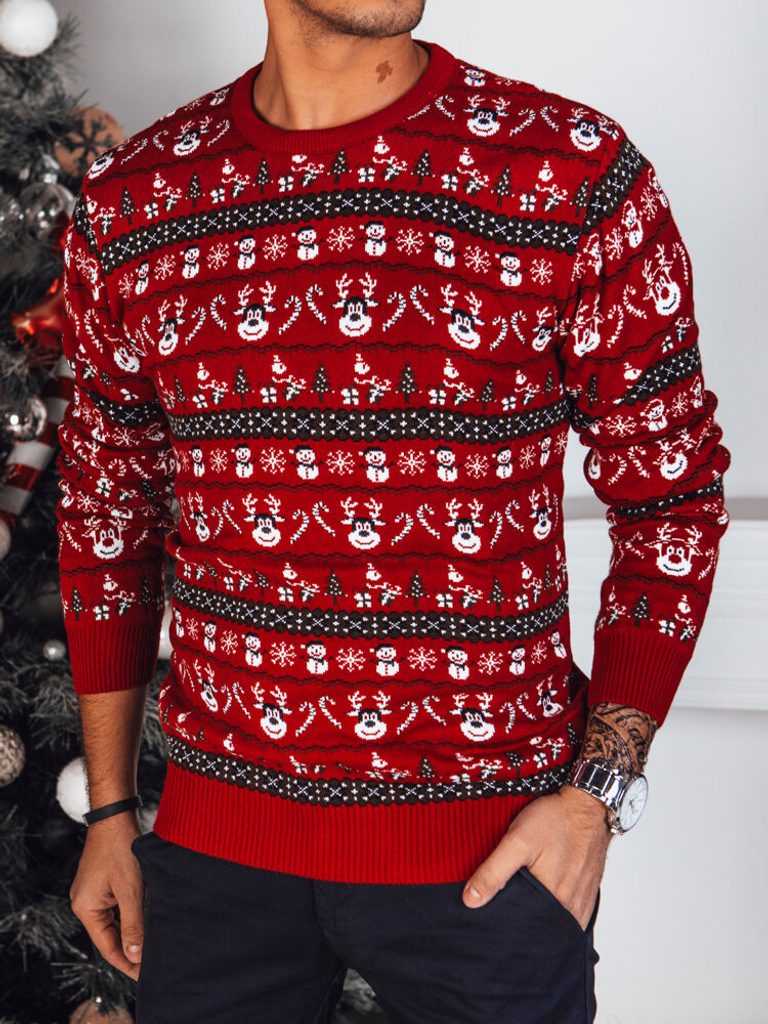 Vidám piros karácsony mintás pulóver - Legyferfi.hu