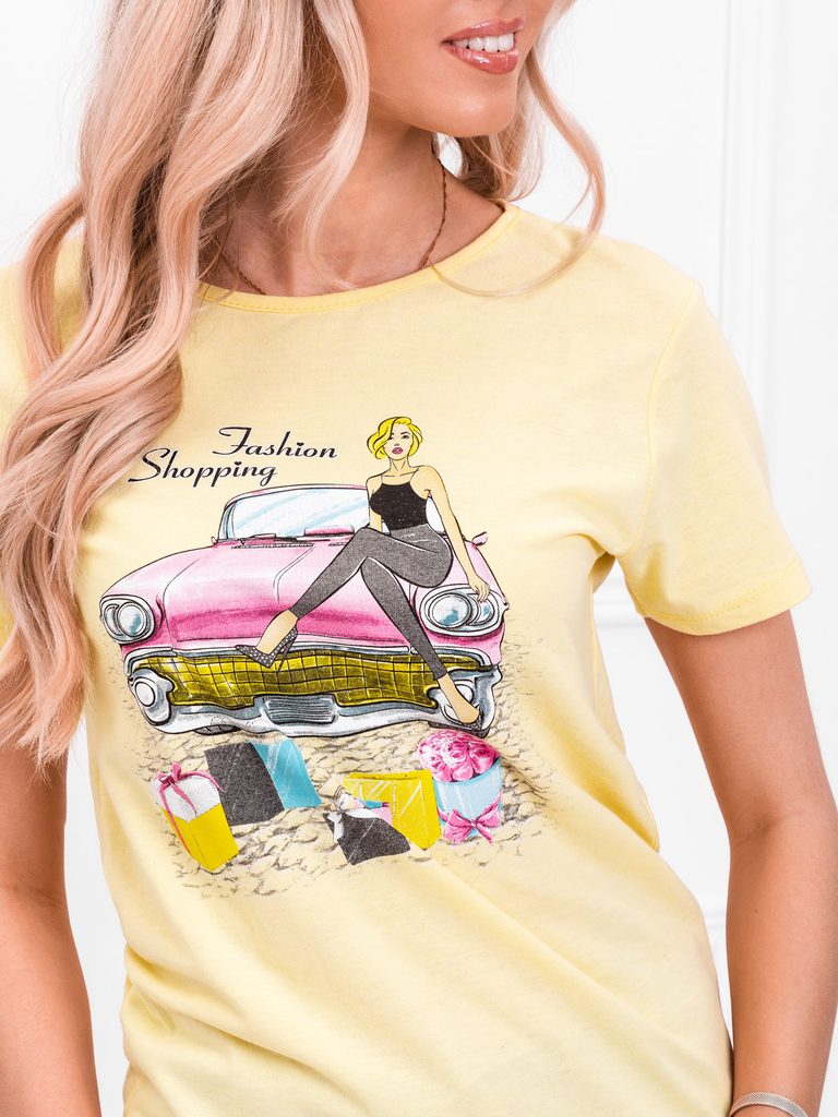 Sárga női póló eredeti lenyomattal SLR014 - Legyferfi.hu