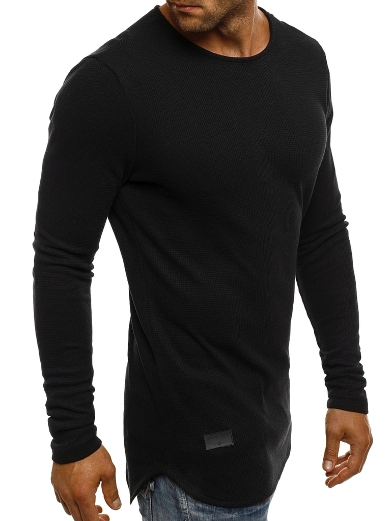 Stílusos fekete hosszított póló ATHLETIC 1165 - Legyferfi.hu