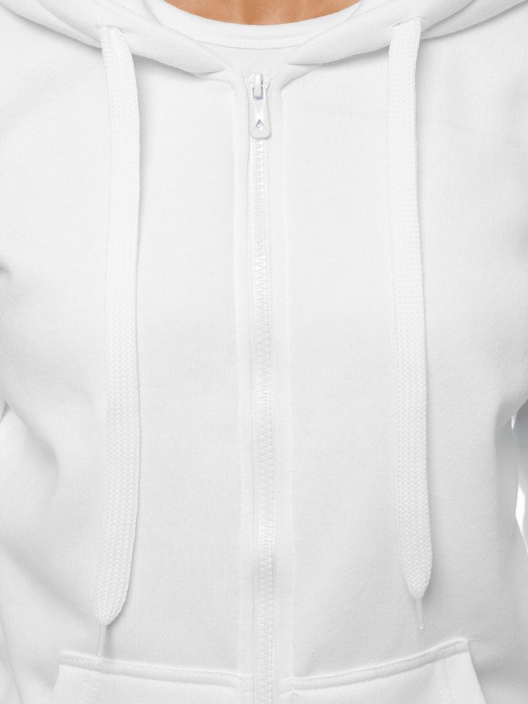 Kényelmes fehér női kapucnis pulóver JS/W03Z - Legyferfi.hu