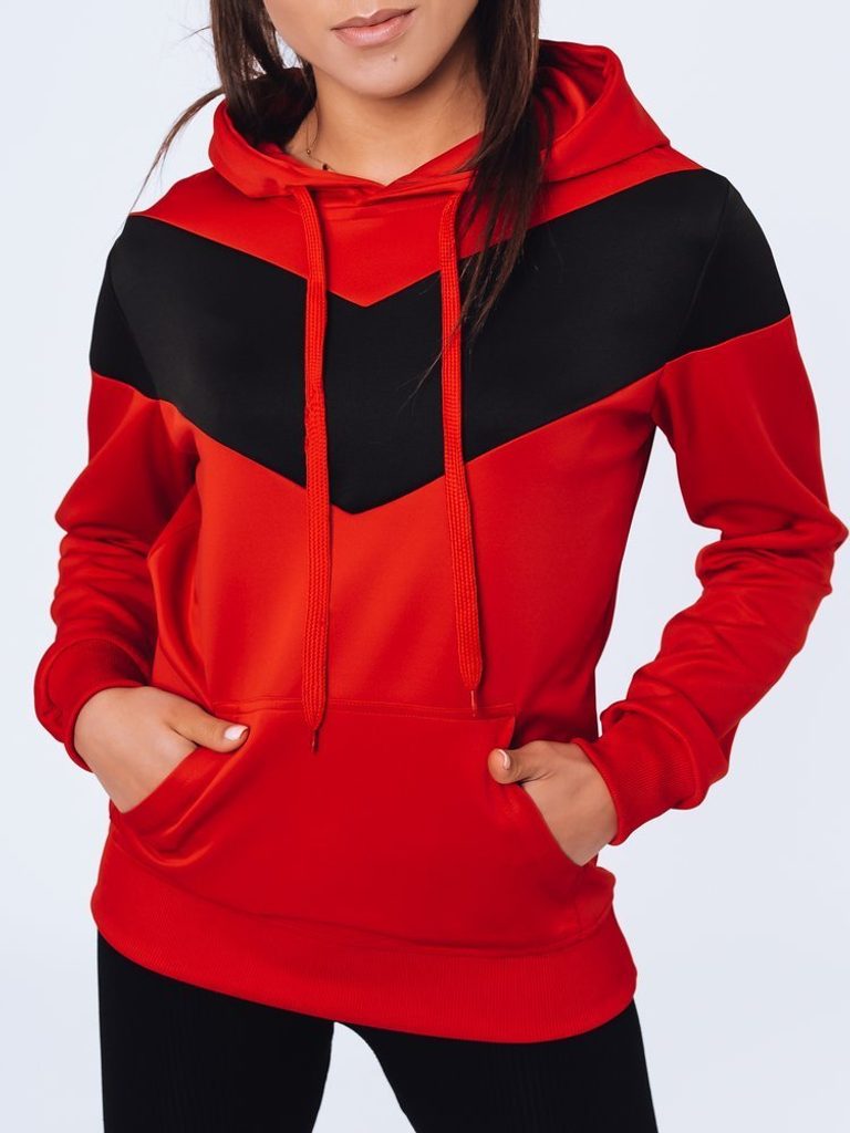 Egyedi piros női kapucnis pulóver Sella - Legyferfi.hu