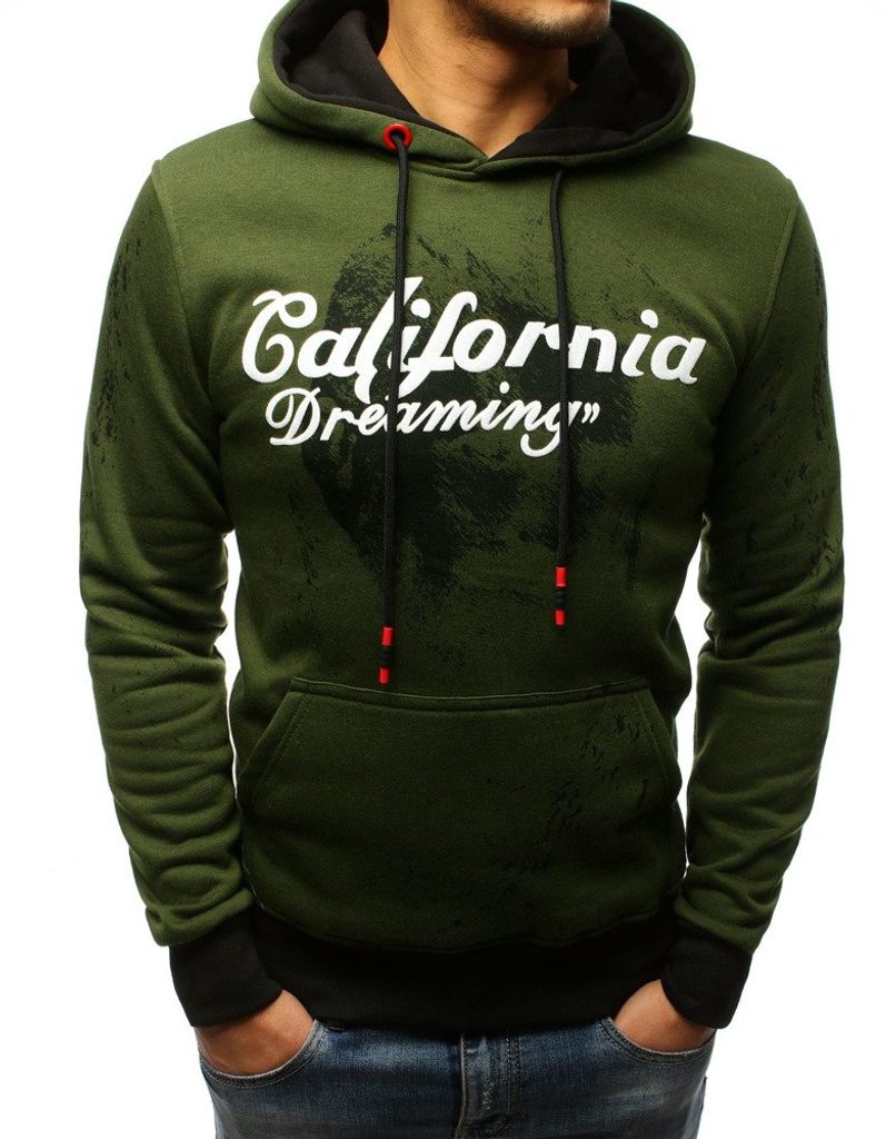 Fantasztikus zöld kapucnis pulóver CALIFORNIA - Legyferfi.hu