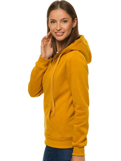 Kényelmes kamel színű női kapucnis pulóver cipzárral JS/W03Z - Legyferfi.hu